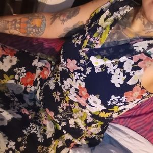 JBS floral cowl neck mid length dress